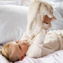 Barn Geggamoja Pyjamas Tvådelad|Bambukläder<Tvådelad Pyjamas Bambu Classic Vit/Beige