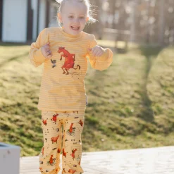 Barn Geggamoja Pyjamas Tvådelad<Tvådelad Pyjamas Mamma Mu och Kråkan Gul/Vit