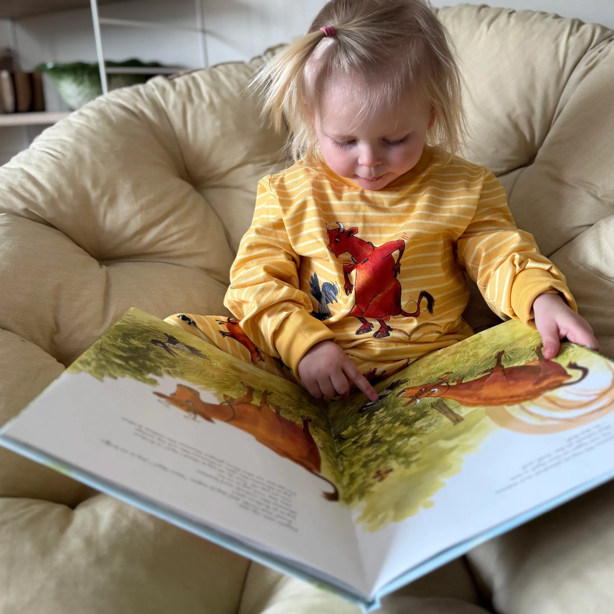 Barn Geggamoja Pyjamas Tvådelad<Tvådelad Pyjamas Mamma Mu och Kråkan Gul/Vit