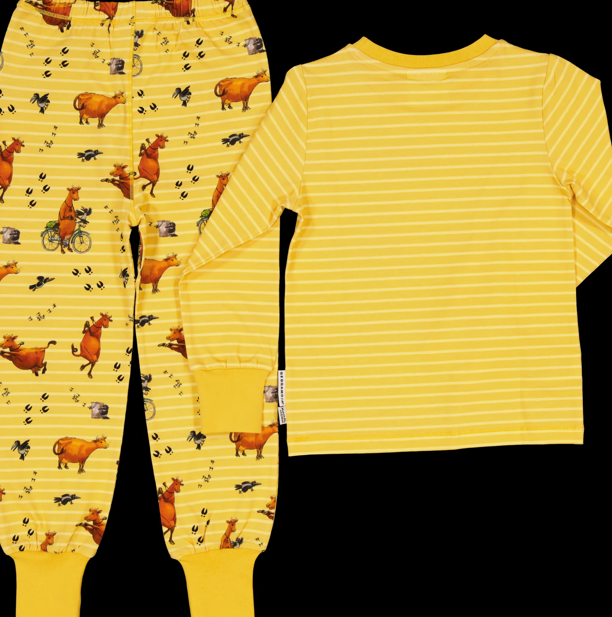 Barn Geggamoja Pyjamas Tvådelad<Tvådelad Pyjamas Mamma Mu och Kråkan Gul/Vit