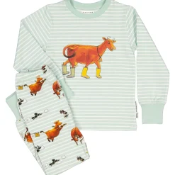 Barn Geggamoja Pyjamas Tvådelad<Tvådelad Pyjamas Mamma Mu och Kråkan Mint/Vit
