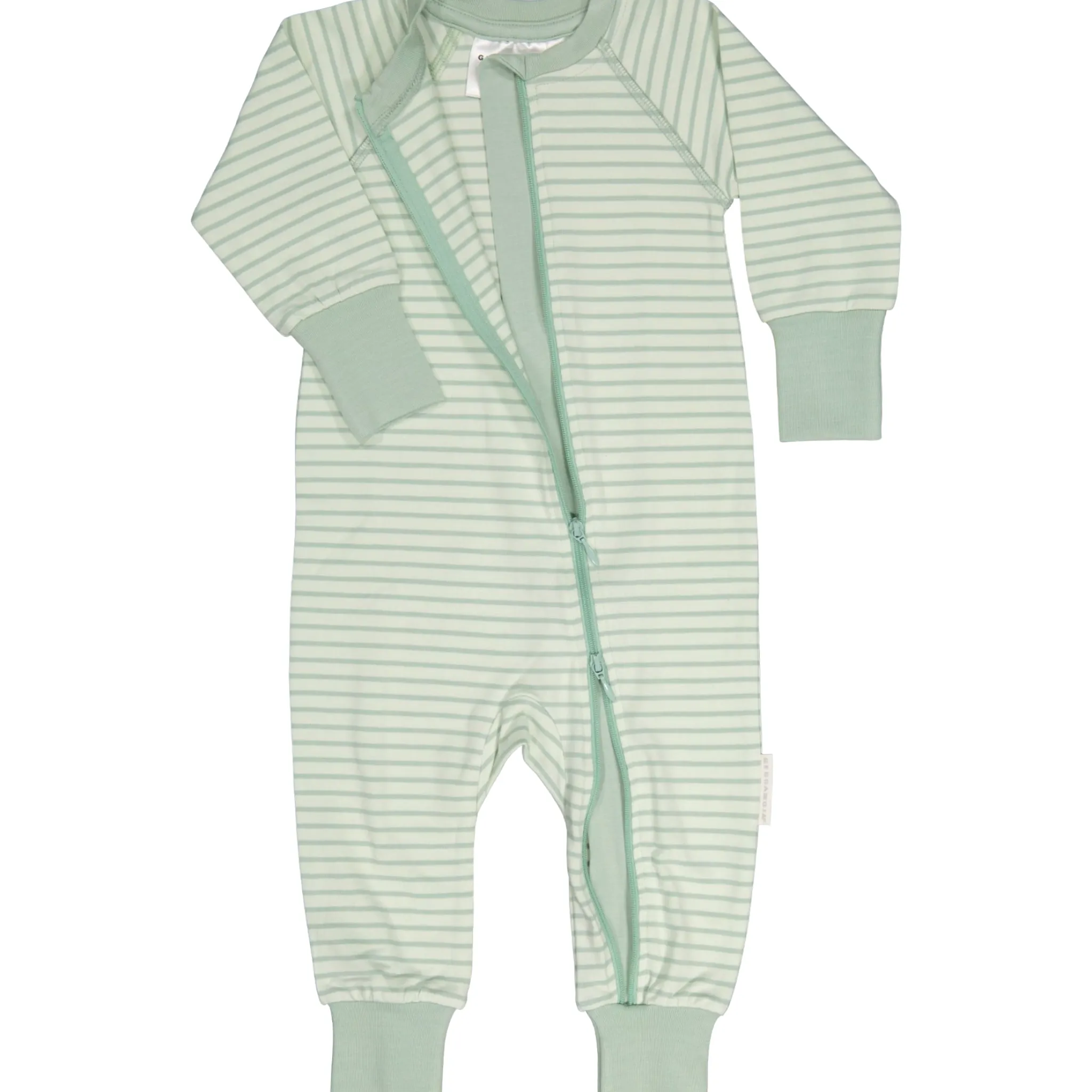 Barn Geggamoja Pyjamas Heldräkt|Bambukläder<Tvåvägs-zip Pyjamas Bambu Classic Ljusgrön/Grön