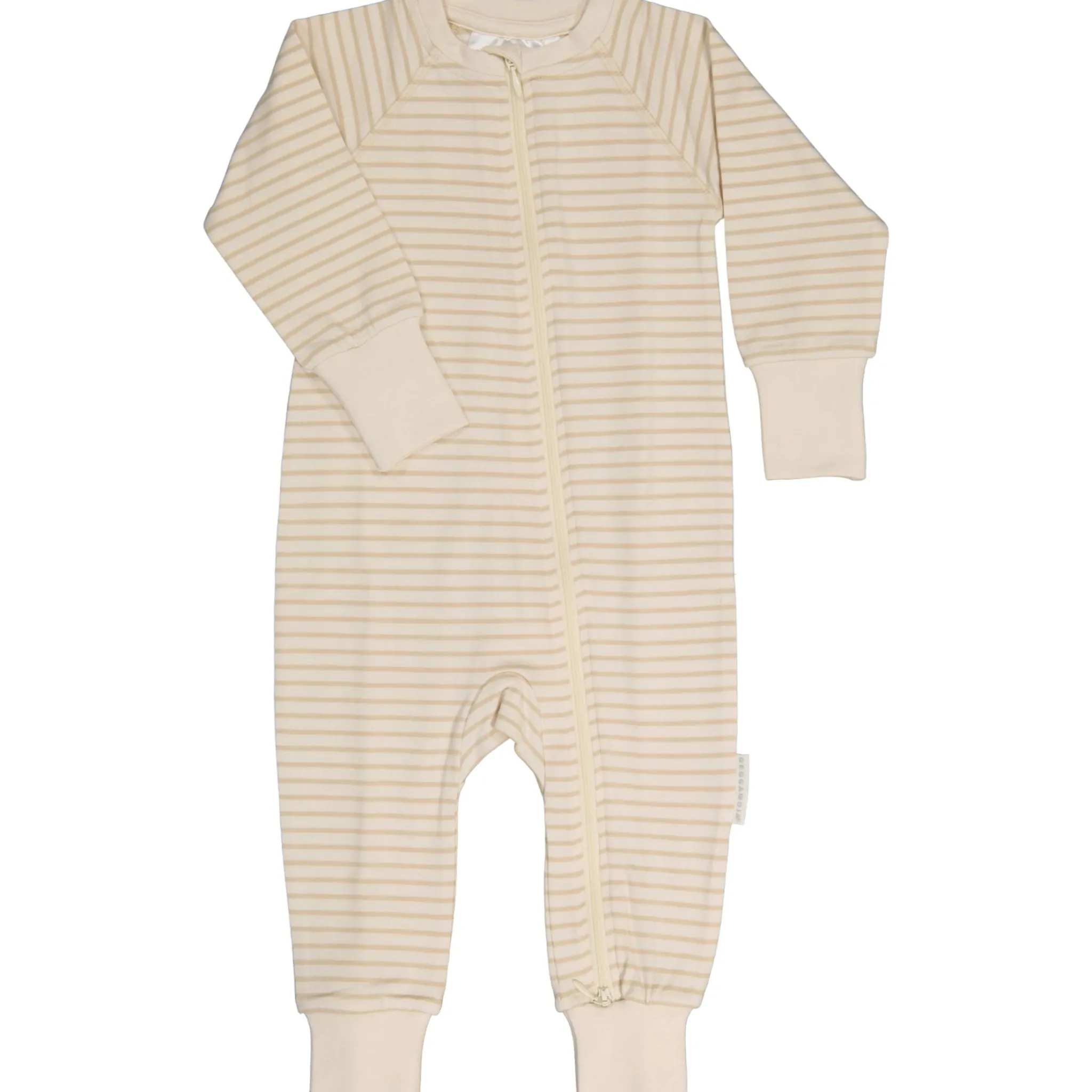 Barn Geggamoja Pyjamas Heldräkt|Bambukläder<Tvåvägs-zip Pyjamas Bambu Classic Vit/Beige