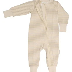 Barn Geggamoja Pyjamas Heldräkt|Bambukläder<Tvåvägs-zip Pyjamas Bambu Classic Vit/Beige