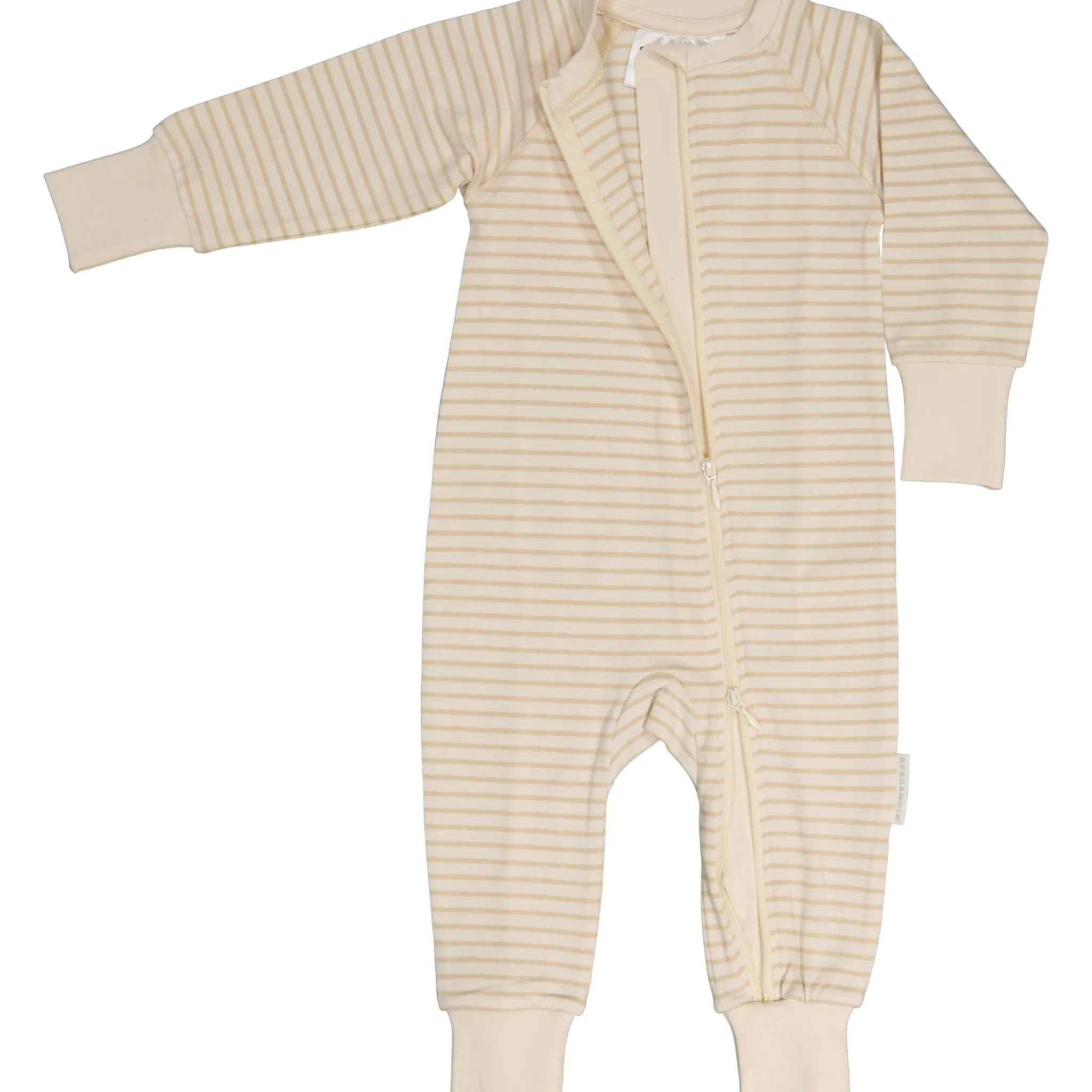Barn Geggamoja Pyjamas Heldräkt|Bambukläder<Tvåvägs-zip Pyjamas Bambu Classic Vit/Beige