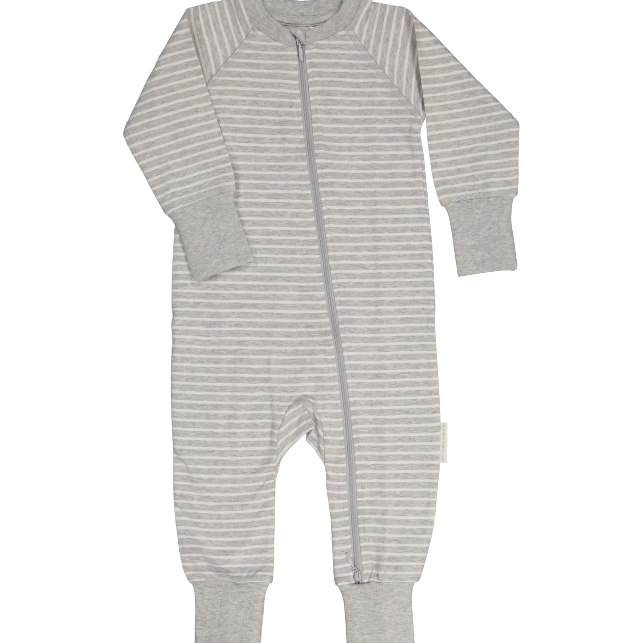 Barn Geggamoja Pyjamas Heldräkt|Bambukläder<Tvåvägs-zip Pyjamas Bambu Classic Grå/Vit