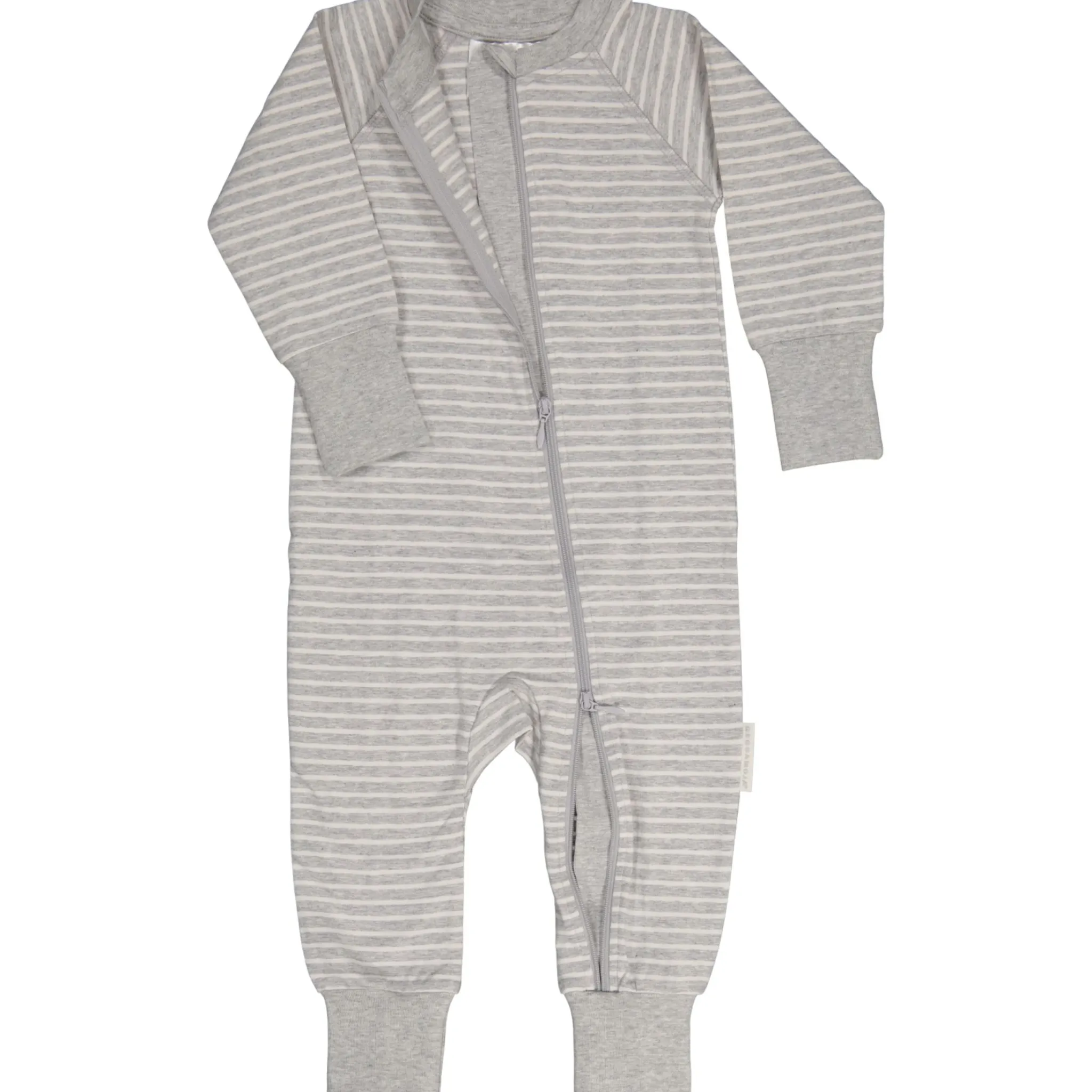 Barn Geggamoja Pyjamas Heldräkt|Bambukläder<Tvåvägs-zip Pyjamas Bambu Classic Grå/Vit