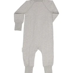 Barn Geggamoja Pyjamas Heldräkt|Bambukläder<Tvåvägs-zip Pyjamas Bambu Classic Grå/Vit