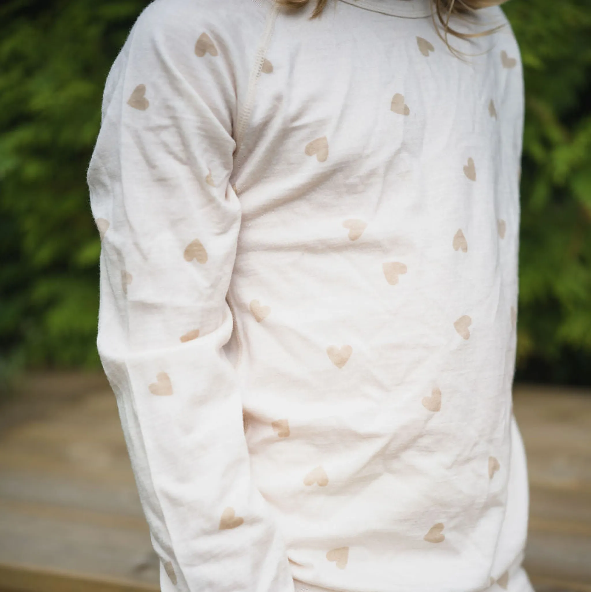 Barn Geggamoja Ull Och Underställ<Underställströja Merinoull Hjärtan