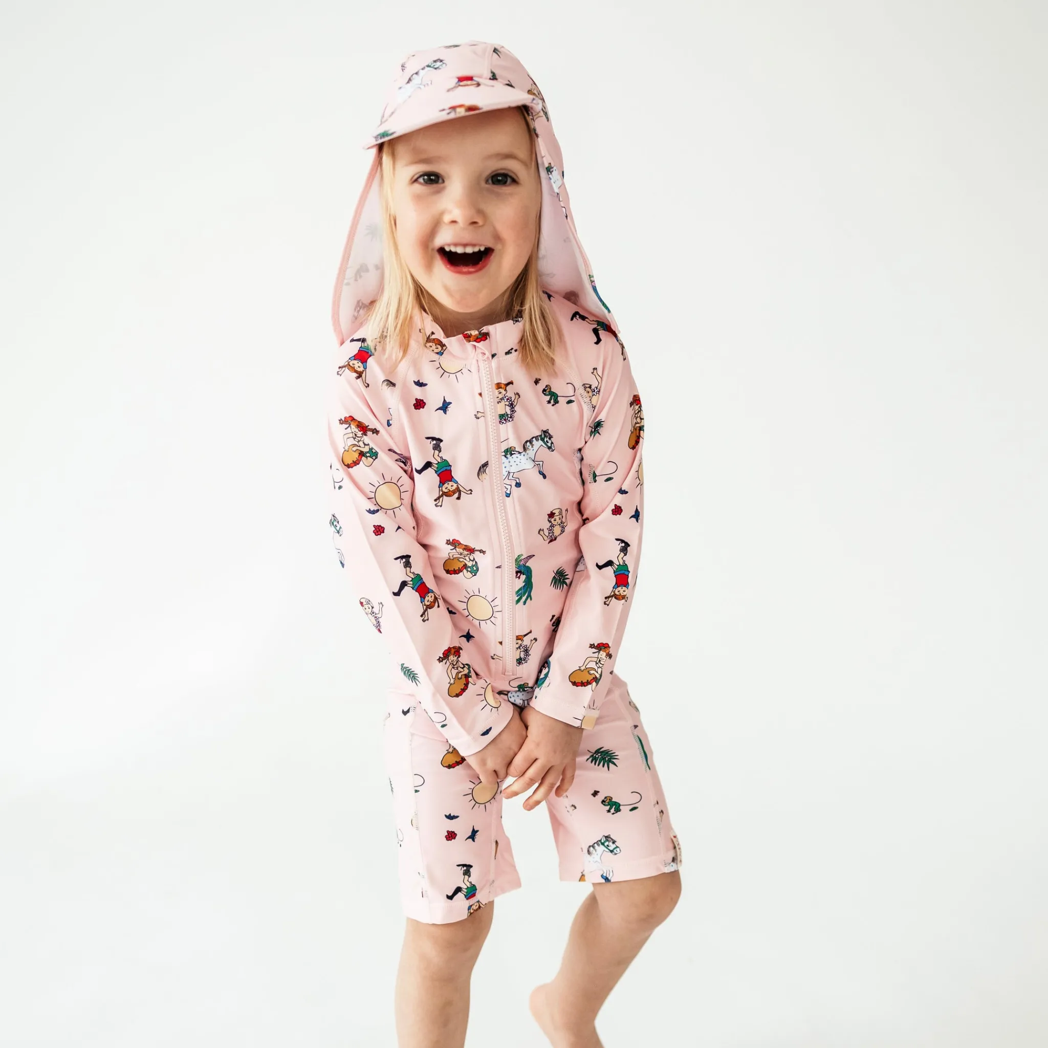 Barn Geggamoja Uv-Badkläder<UV-dräkt Pippi Långstrump Rosa