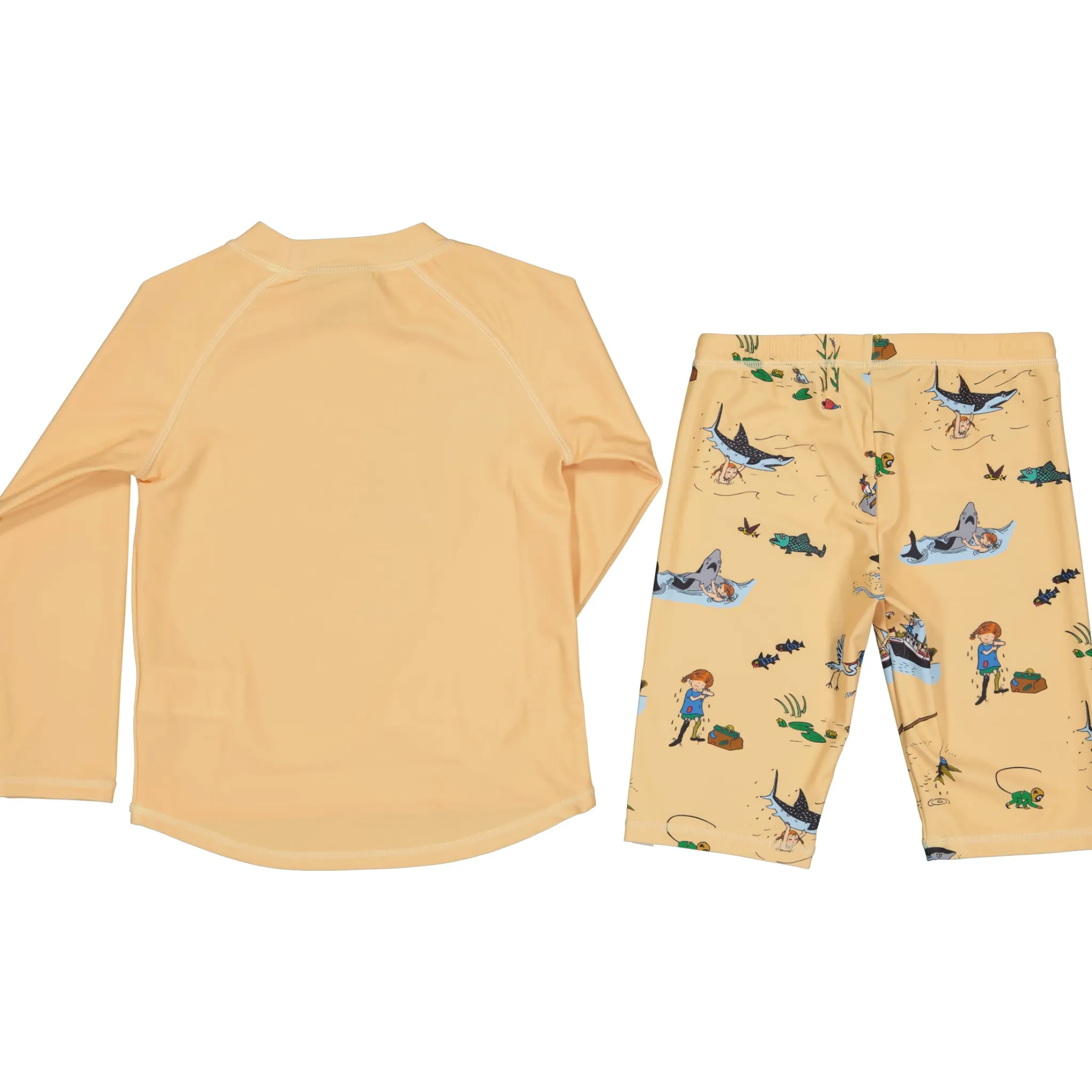 Barn Geggamoja Uv-Badkläder<UV-set Pippi Långstrump Gul