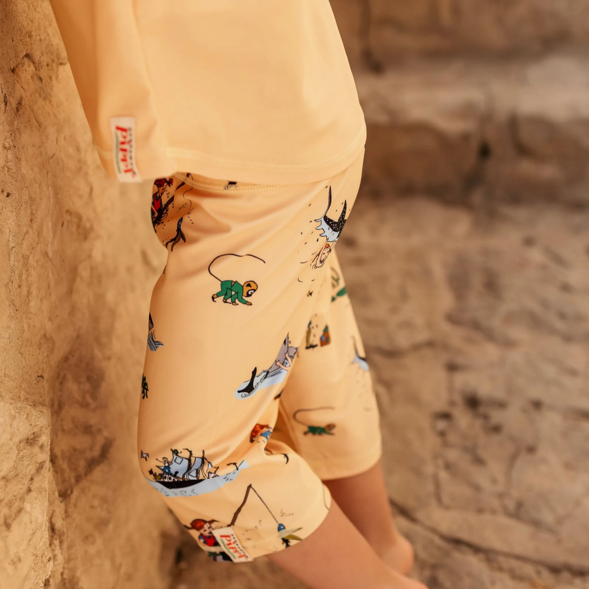 Barn Geggamoja Uv-Badkläder<UV-set Pippi Långstrump Gul