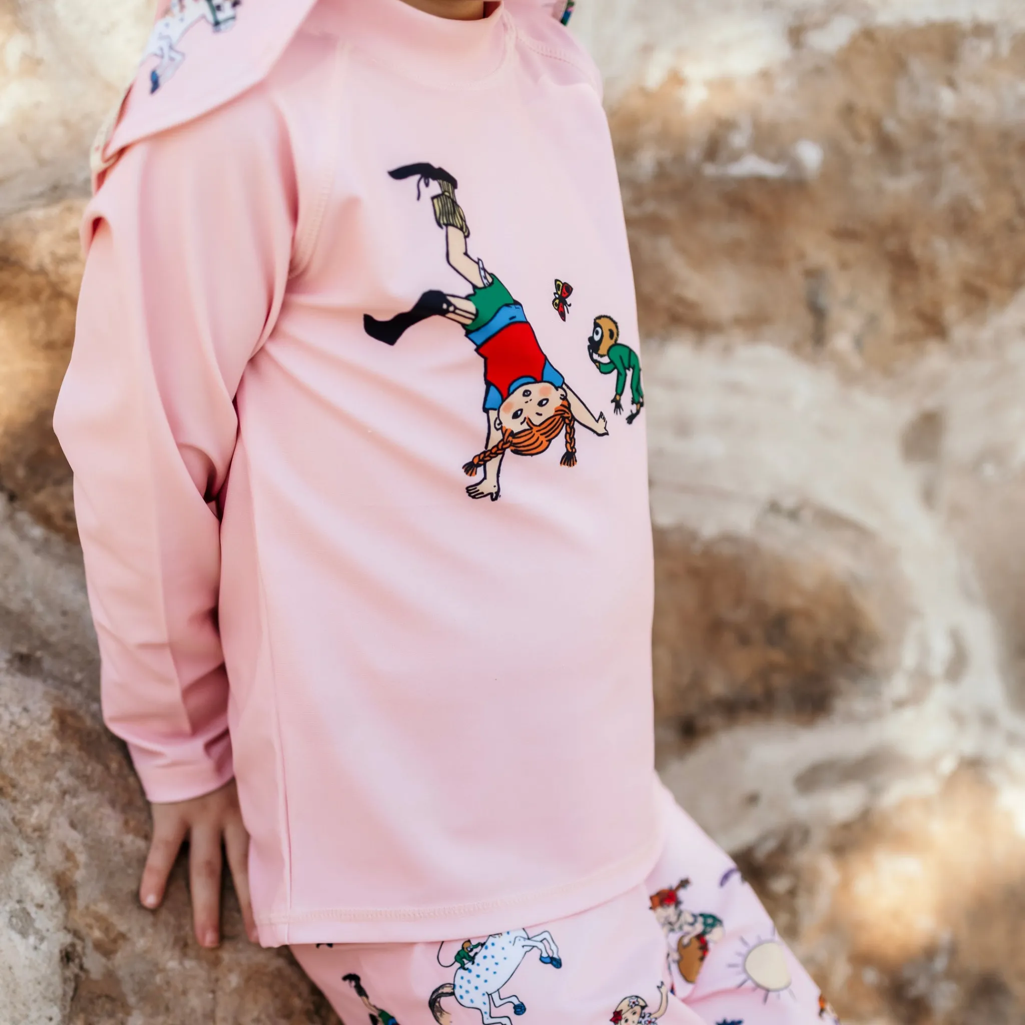 Barn Geggamoja Uv-Badkläder<UV-set Pippi Långstrump Rosa