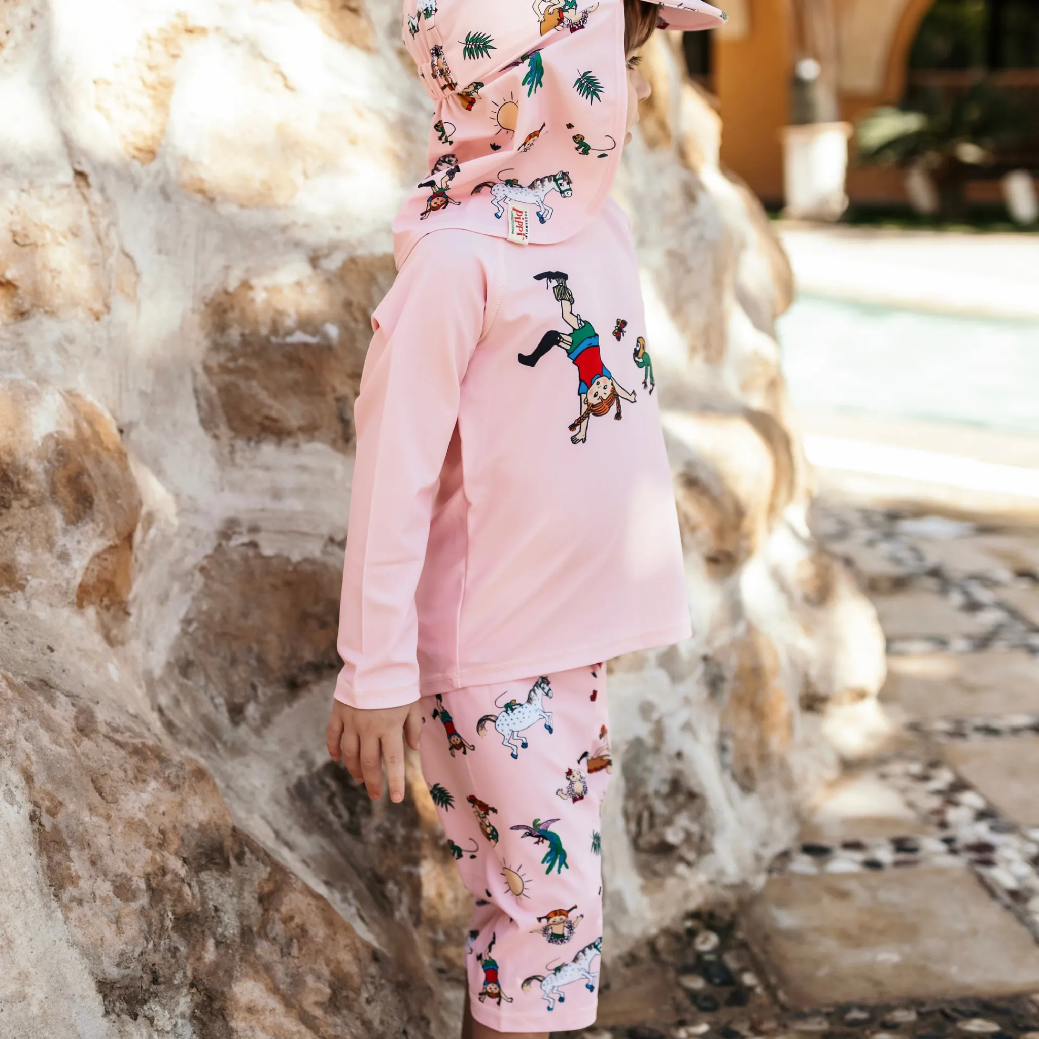 Barn Geggamoja Uv-Badkläder<UV-set Pippi Långstrump Rosa