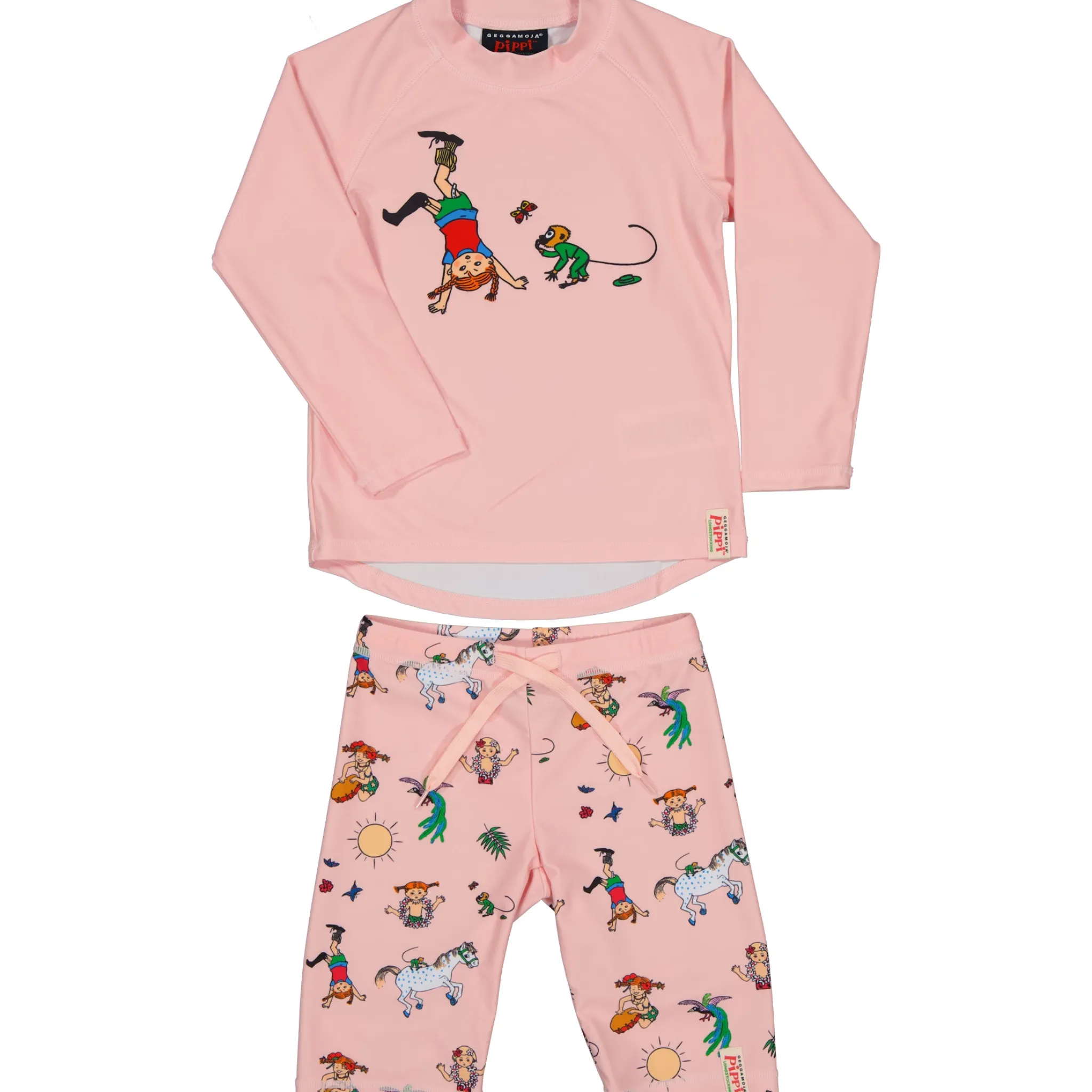 Barn Geggamoja Uv-Badkläder<UV-set Pippi Långstrump Rosa