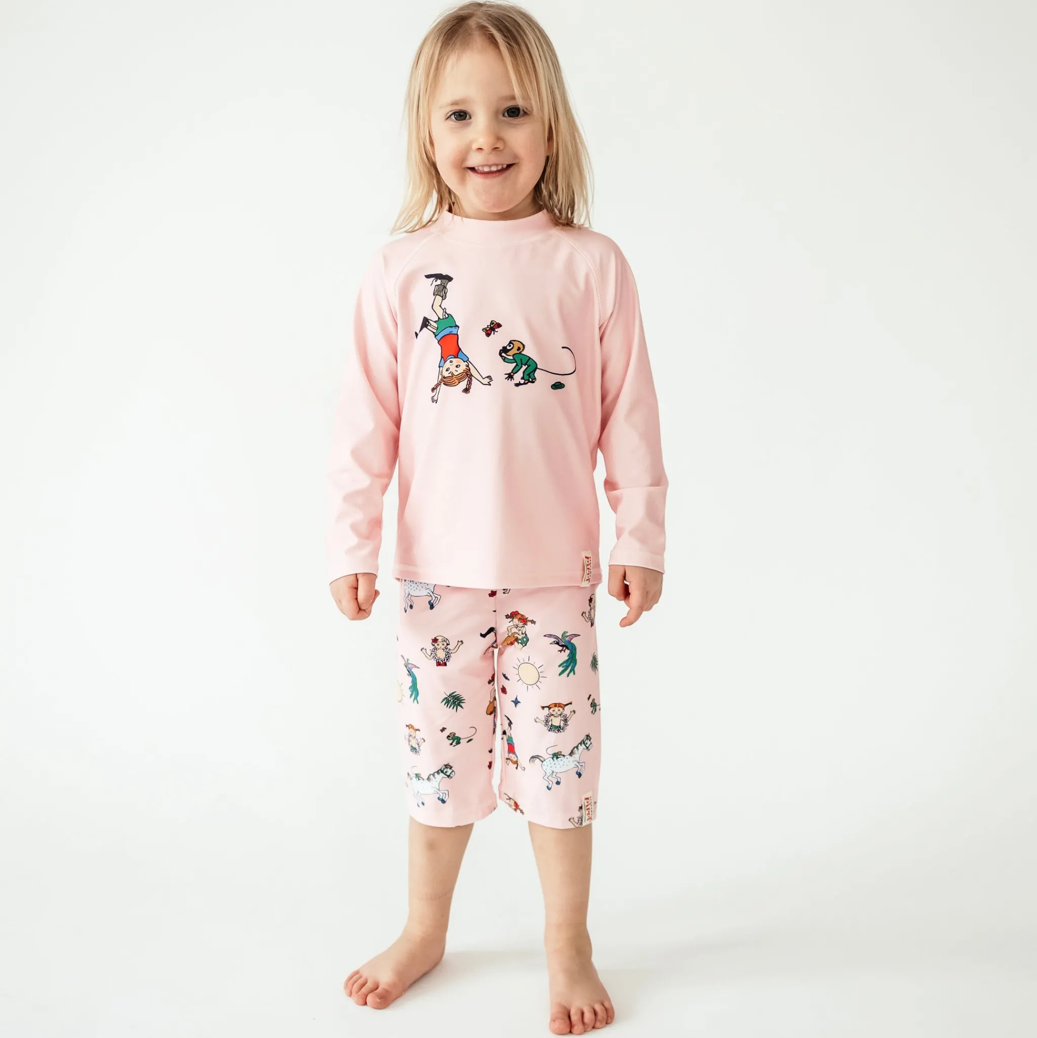 Barn Geggamoja Uv-Badkläder<UV-set Pippi Långstrump Rosa