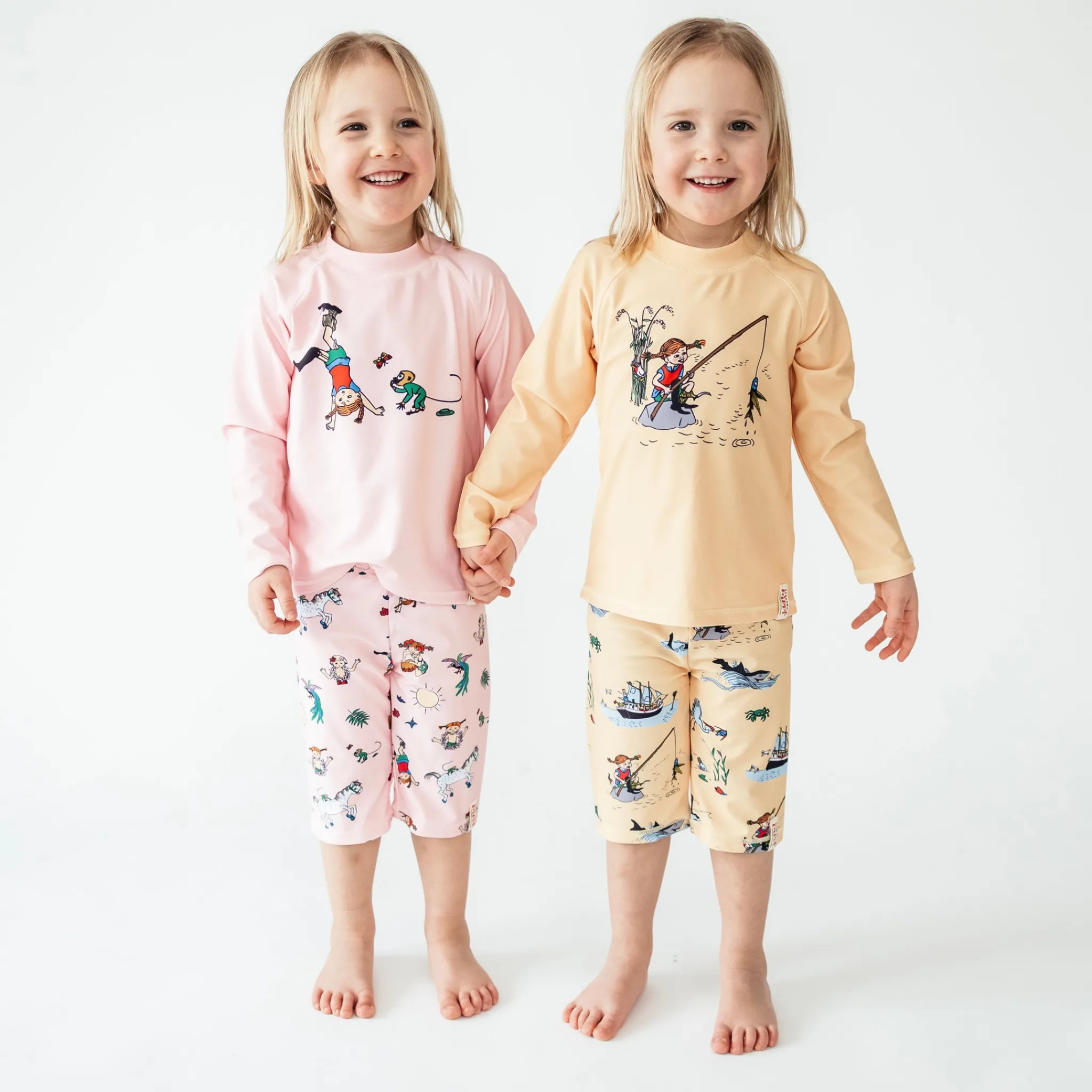 Barn Geggamoja Uv-Badkläder<UV-set Pippi Långstrump Rosa