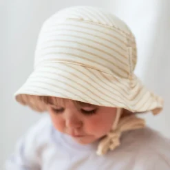 Barn Geggamoja Solhattar Och Kepsar|Bambukläder<UV-solhatt Bambu Classic Vit/Beige