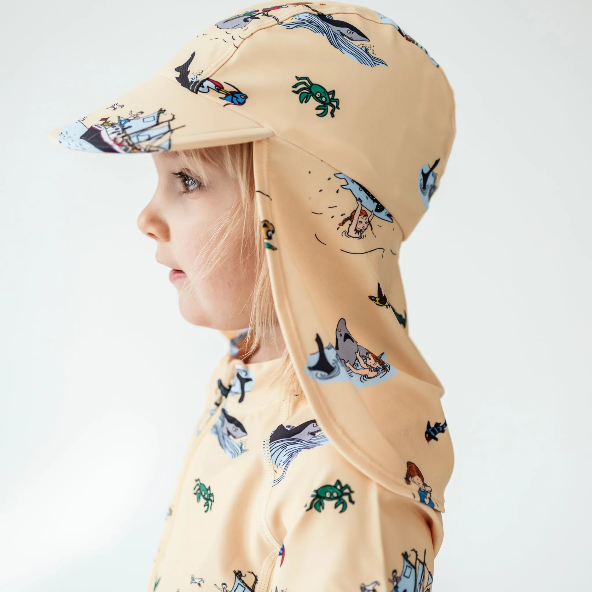 Barn Geggamoja Solhattar Och Kepsar|Uv-Badkläder<UV-Solkeps Pippi Långstrump Gul