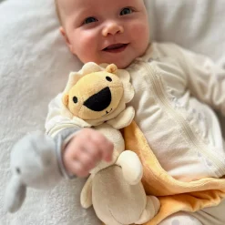 Barn Geggamoja Babyfiltar Och Snuttefiltar|Nyfödd<Velourfilt gul lejon