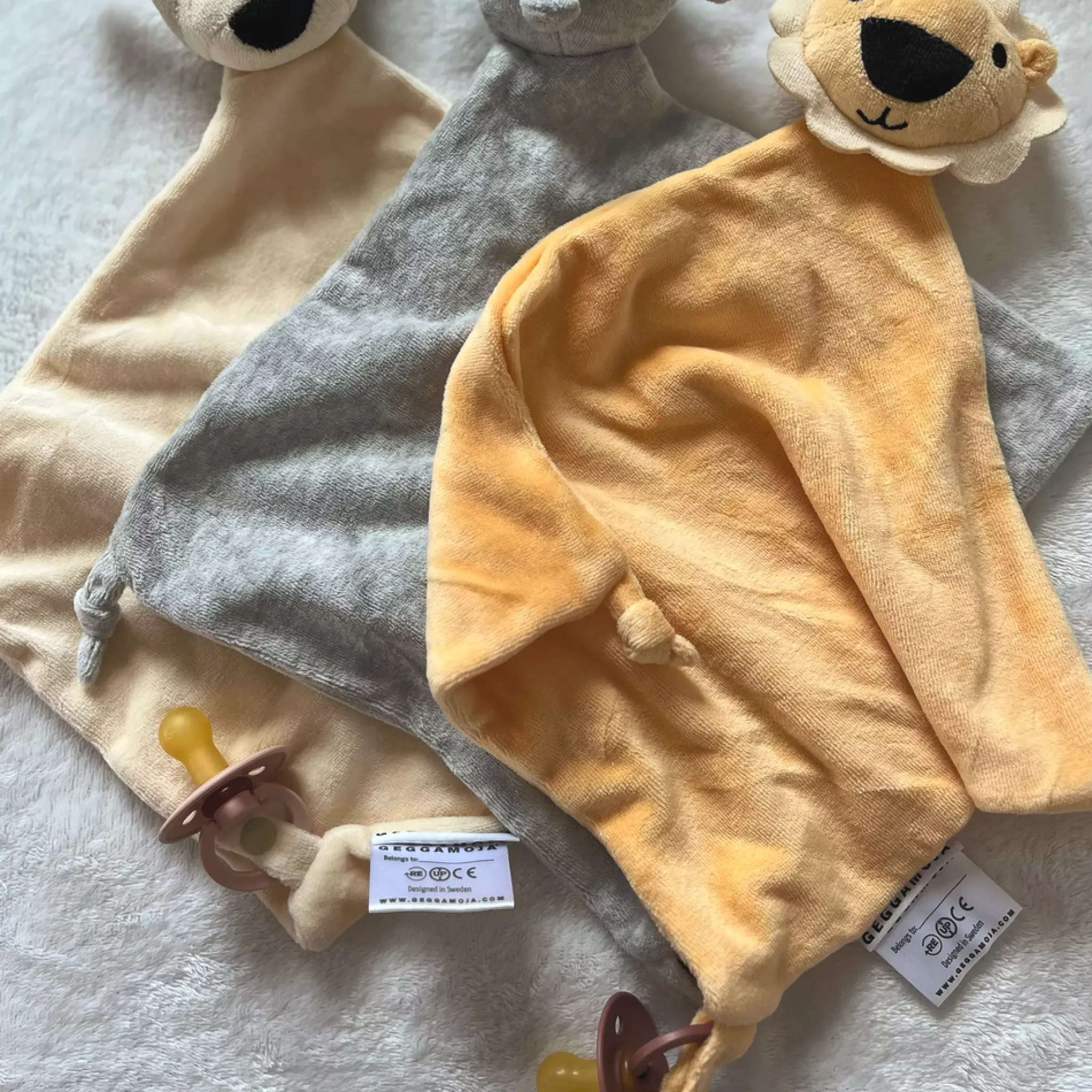 Barn Geggamoja Babyfiltar Och Snuttefiltar|Nyfödd<Velourfilt gul lejon