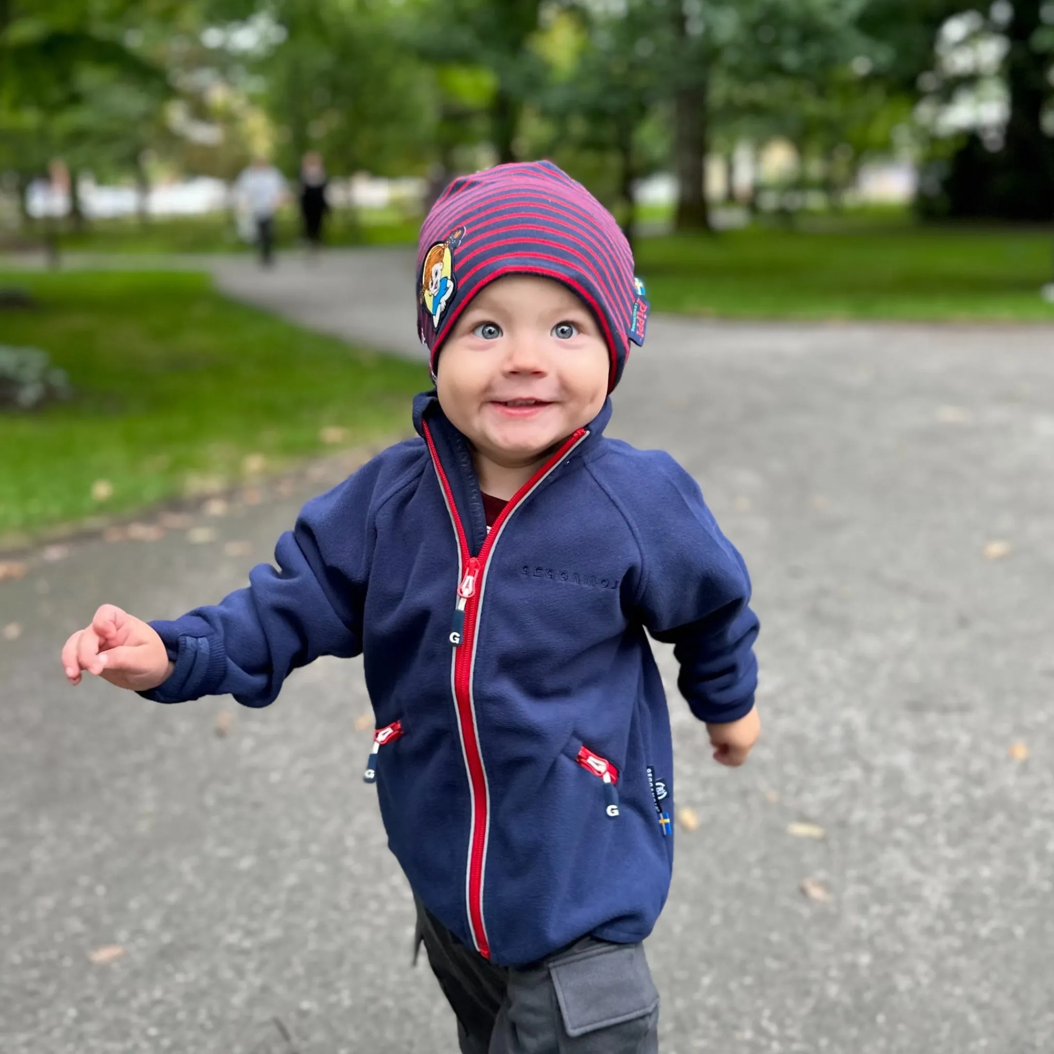 Barn Geggamoja Fleecekläder<Vindfleece jacka Marinblå