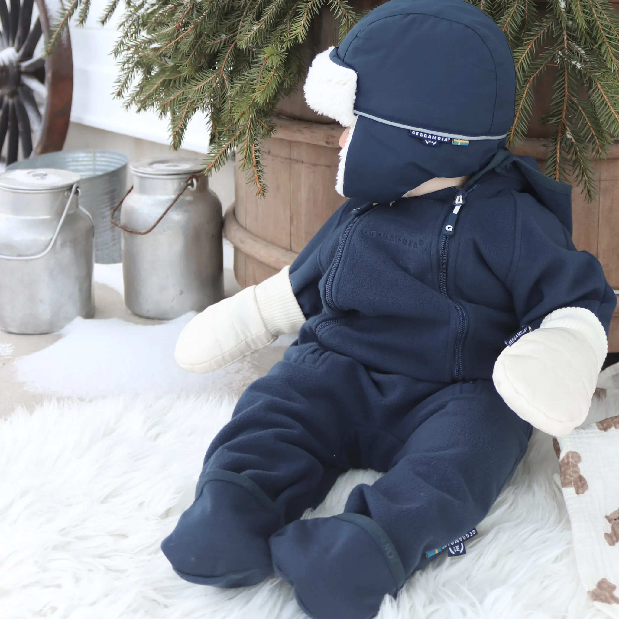 Barn Geggamoja Overaller|Fleecekläder<Vindfleeceoverall Blå