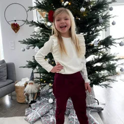 Barn Geggamoja Tröjor<Volangtröja bomullsribb Beige