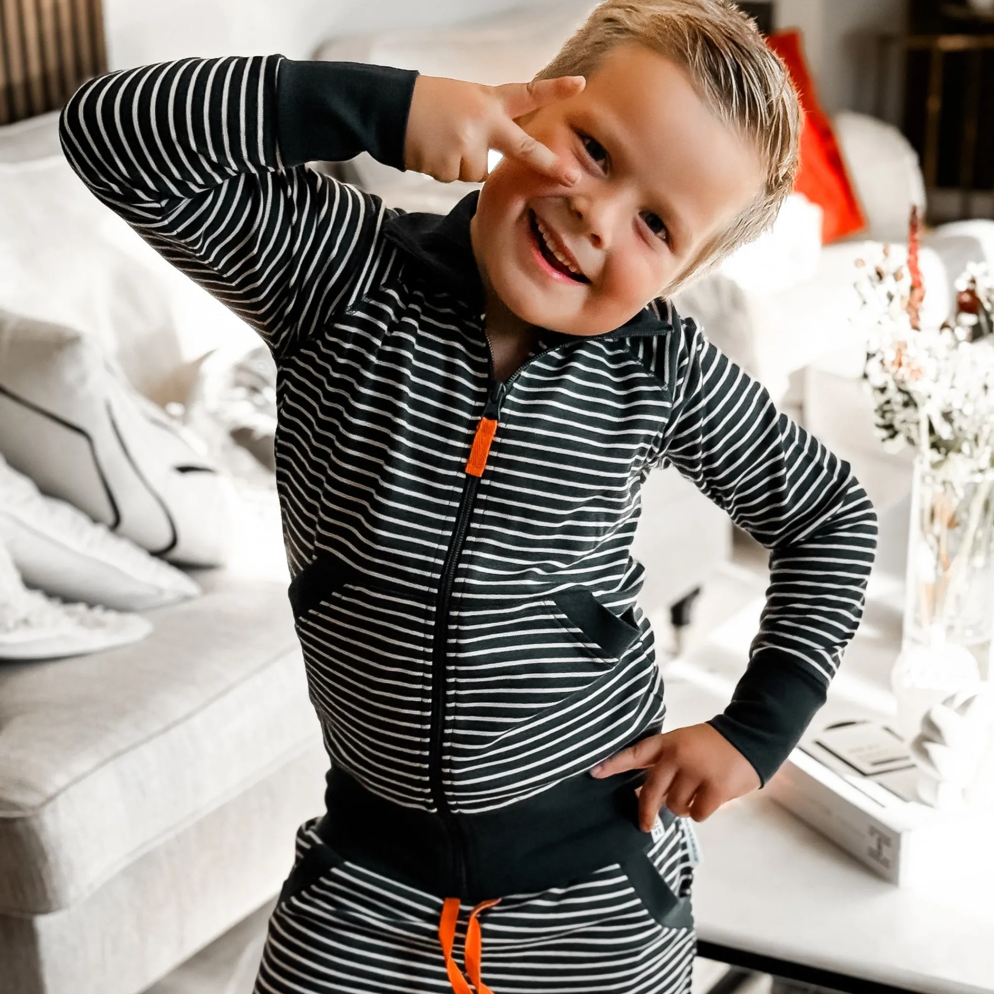 Barn Geggamoja Tröjor<Ziptröja Navy/Beige