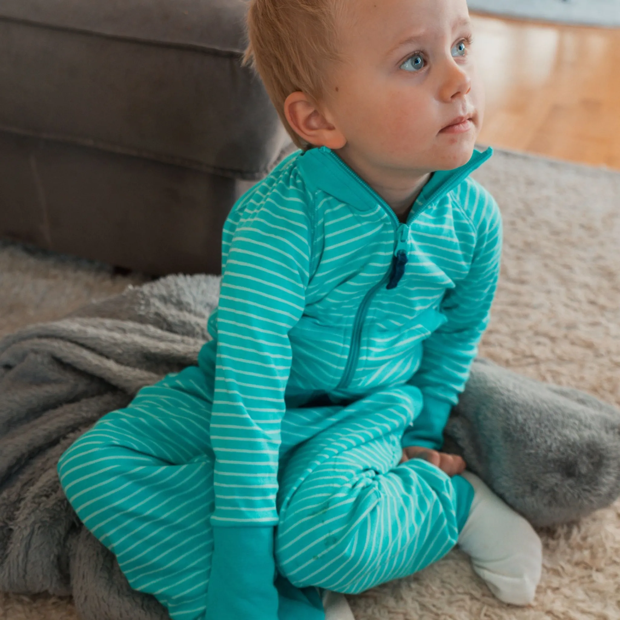 Barn Geggamoja Tröjor<Ziptröja Turkos